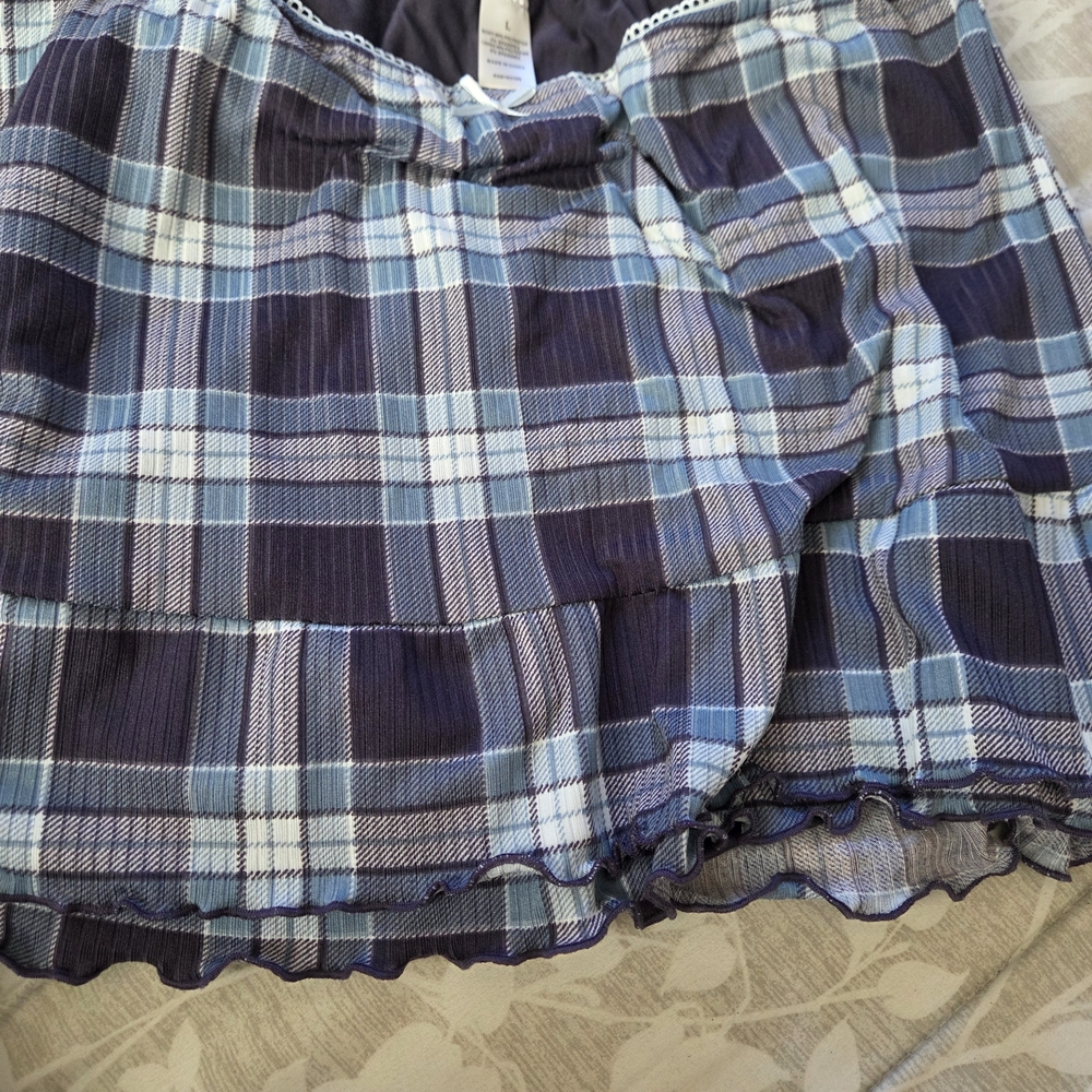 Blue Plaid Ruffled Skirt